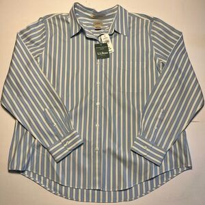 LL Bean Wrinkle Free Button Up Shirt Womens Size XL Striped Preppy NEW